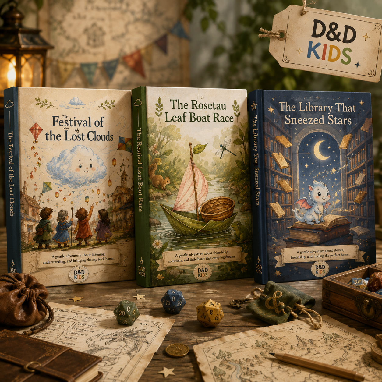 Three characters from the kids' stories.
